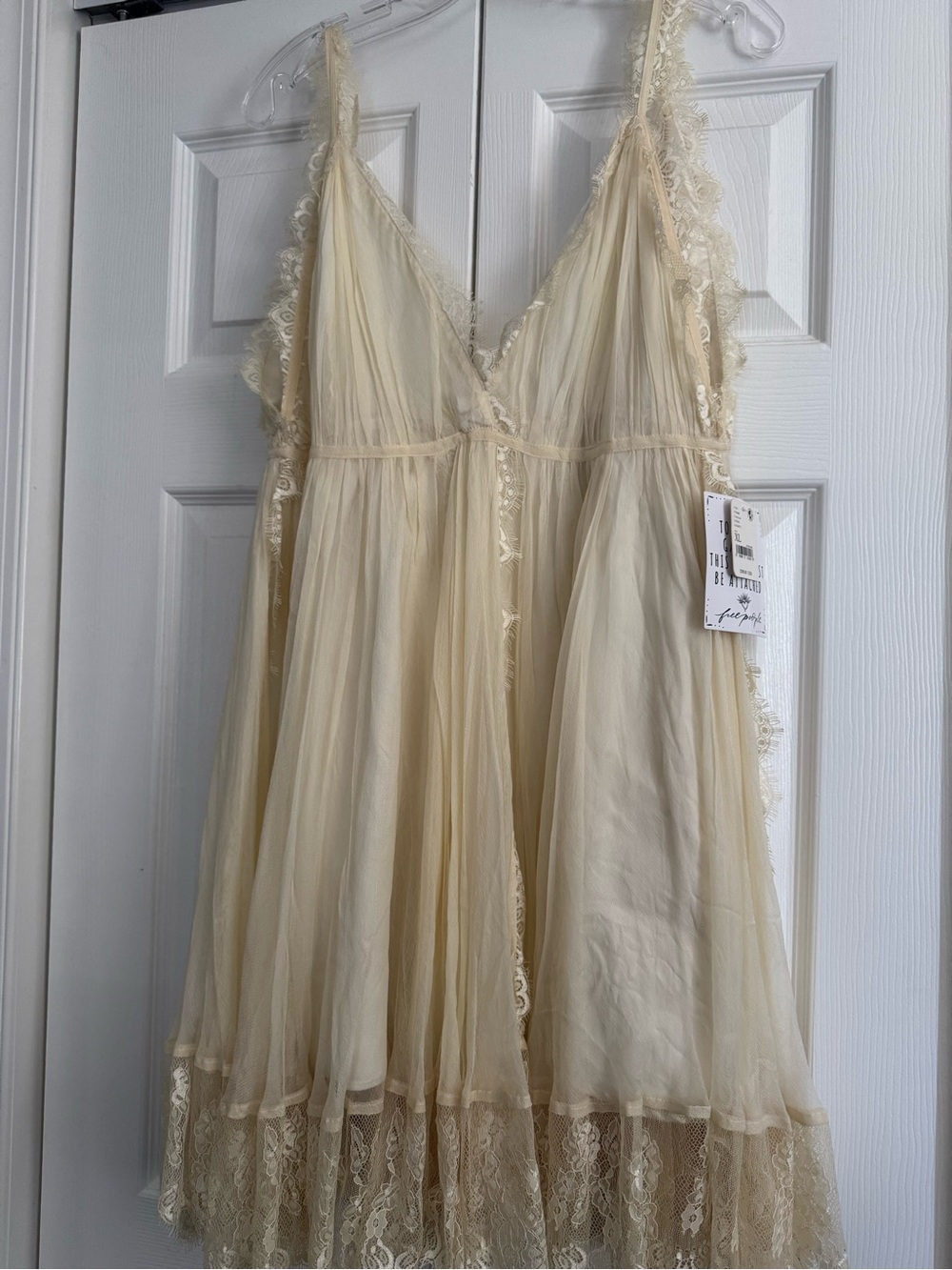 Free People Cream Lace-Trim Slip Dress - Picture 2 of 8